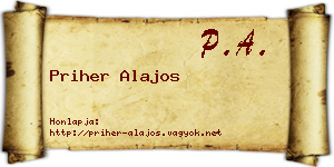 Priher Alajos névjegykártya